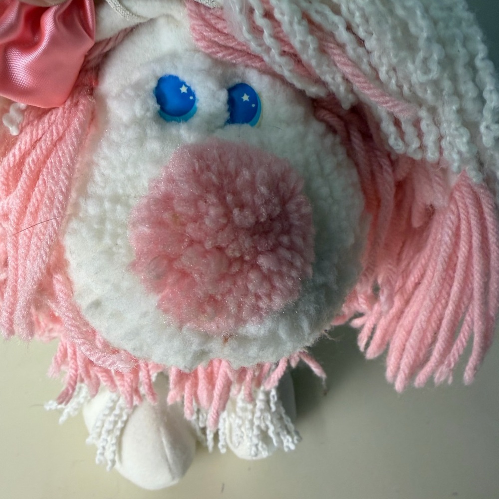1980’s VTG Adorable Pink and White Plush Dog Toy